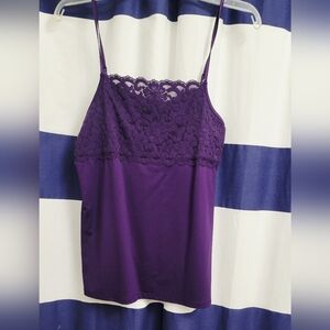 Rich Purple Lace Tank Top with Adjustable Straps | Size Small
